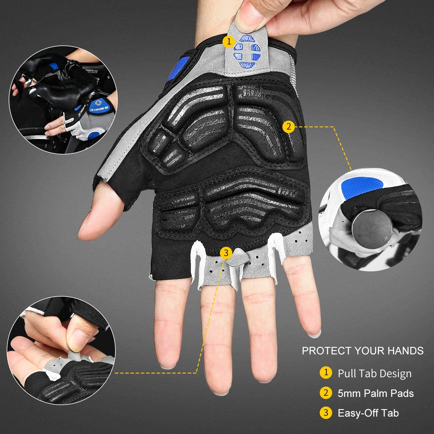 Fingerless Gel Pad Cycling Gloves Unisex