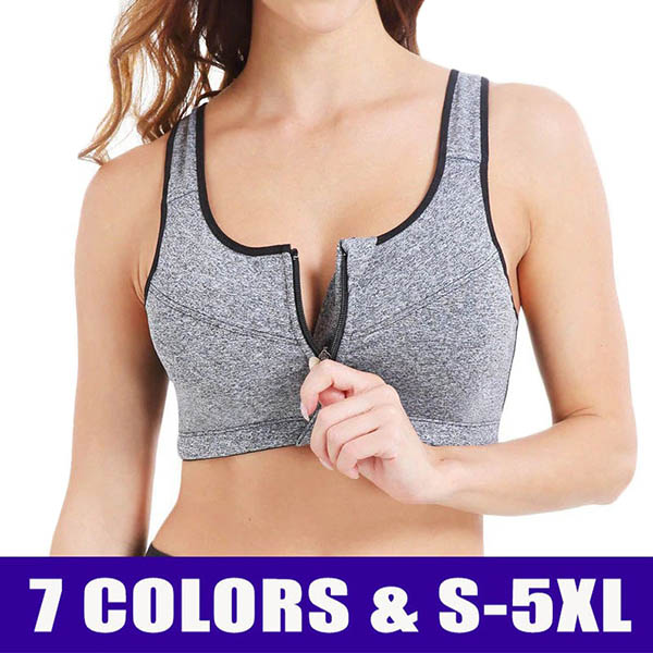 Zip Front Sports Bra - High Impact Sports Bras For Women Plus Size Workout  Fitness Running Underwear S-5xl