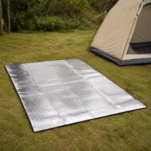 reflective camping mat, heat reflective camping mat, reflective sleeping pad, camping foil mat