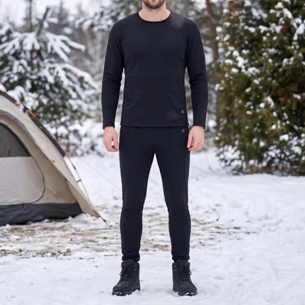 mens thermal underwear, heated body suit, heated base layer, heated underwear, heated thermal underwear, electric underwear
